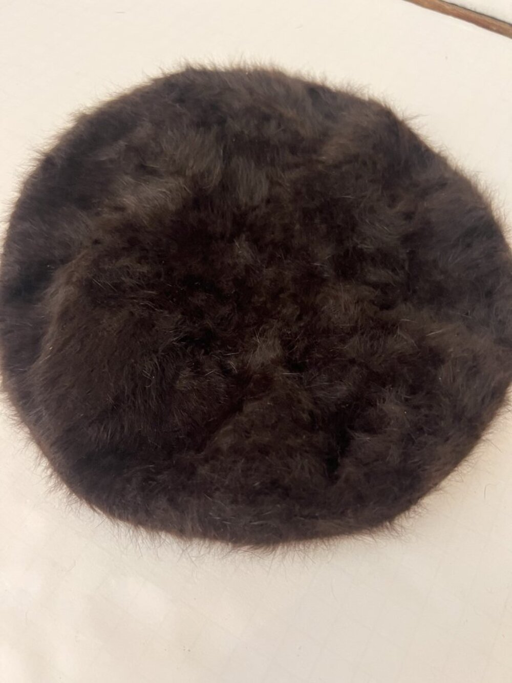 Vintage Nordstrom Brown Beret Angora Fuzzy Hat Made In France